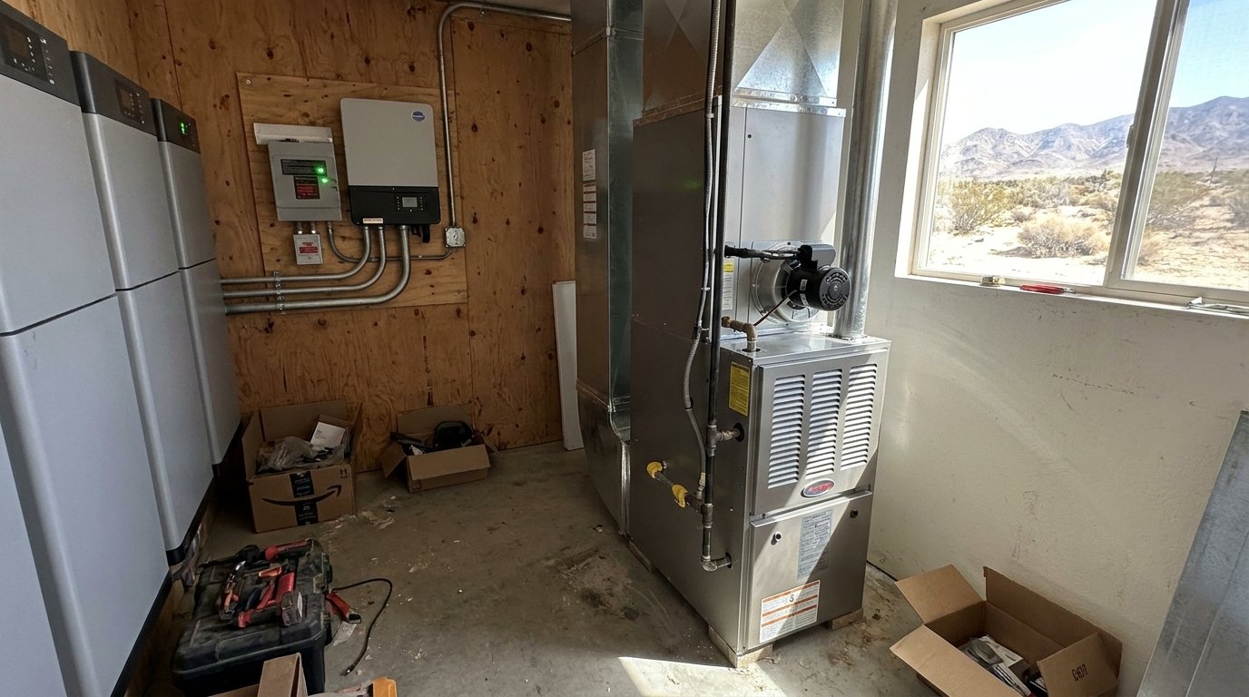 New high-efficiency residential gas furnace installed in a High Desert home