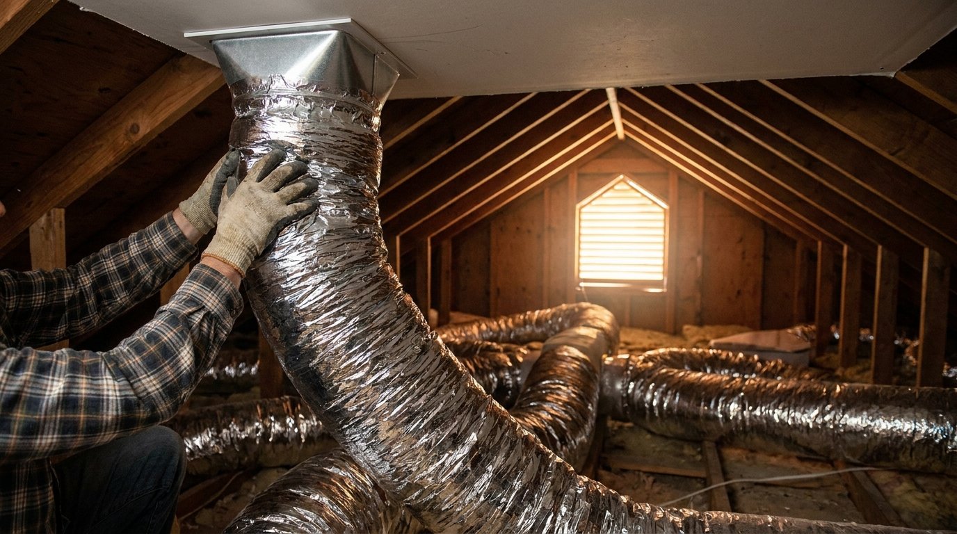 Ductwork installation cost in the High Desert: attic flex duct install
