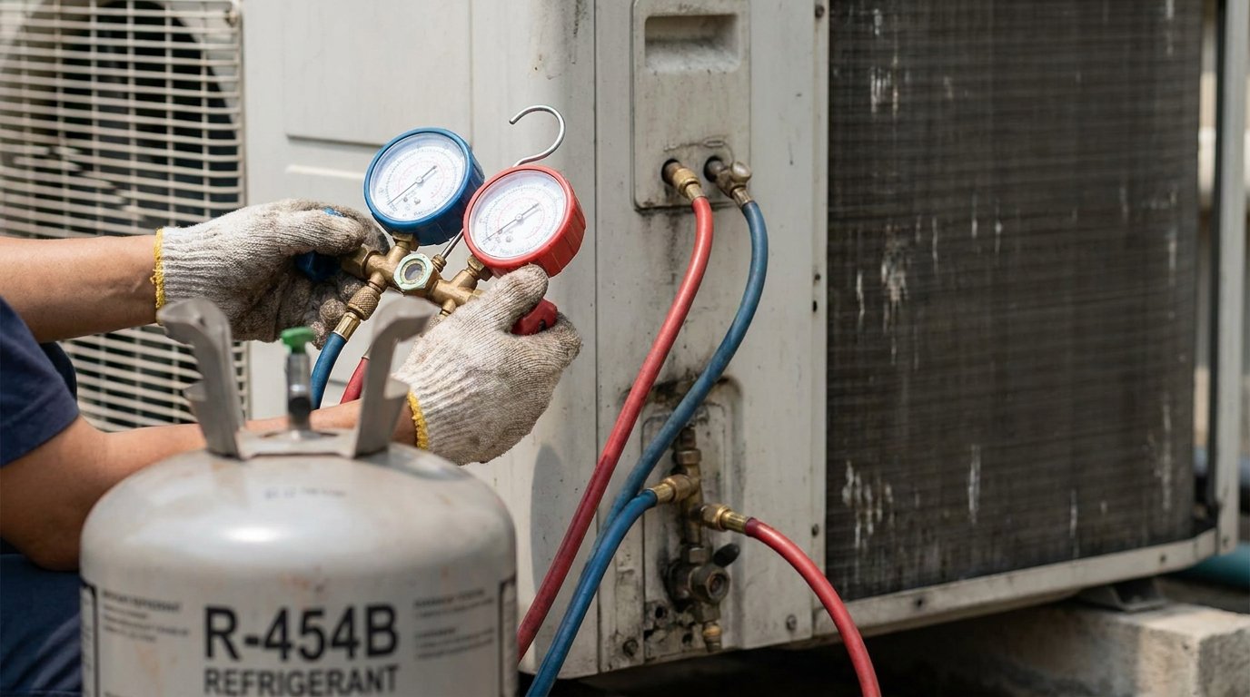 AC refrigerant recharge cost in the High Desert: R-410A and R-454B systems