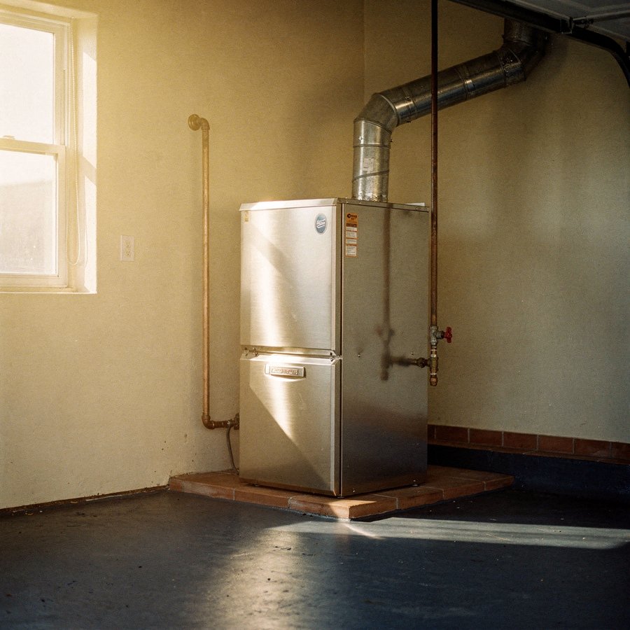 New high-efficiency residential gas furnace installed in a High Desert home